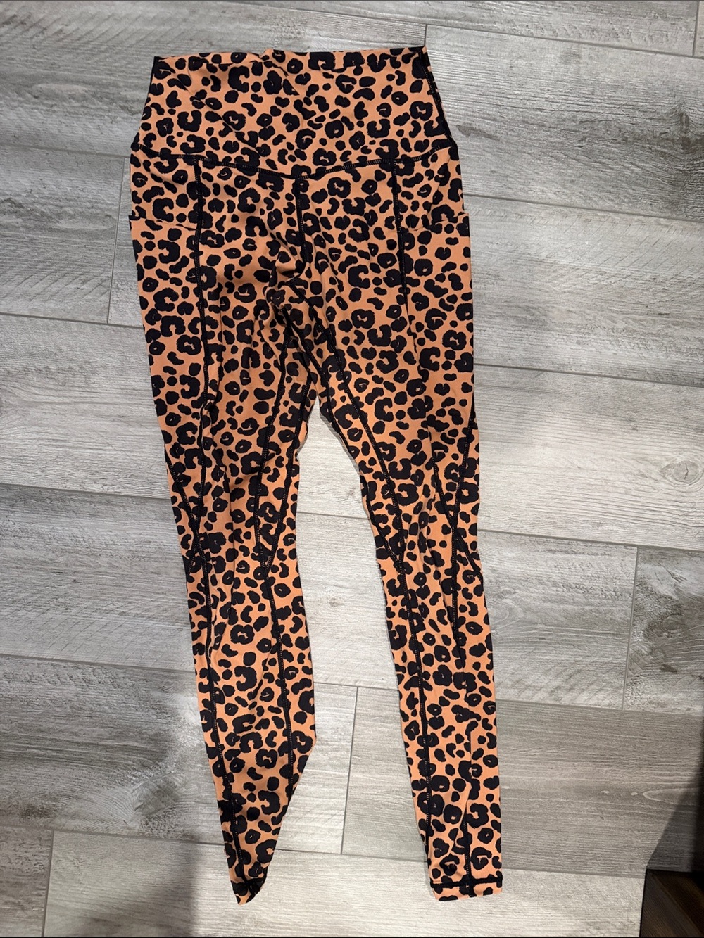 Woman’s ' Leopard Print Leggings - Black on Tan
